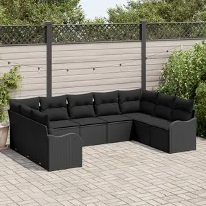 vidaXL Ensemble de canapé de jardin Noir polyrotin pas cher