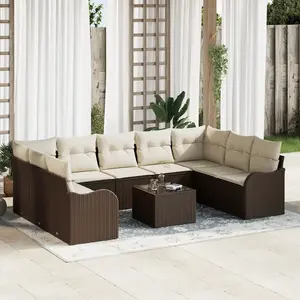 vidaXL Ensemble de canapé de jardin Marron polyrotin pas cher