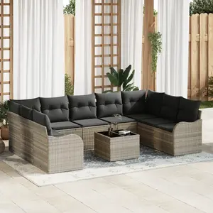 vidaXL Ensemble de canapé de jardin 10 pcs Gris clair polyrotin pas cher