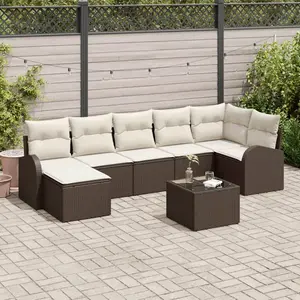 vidaXL Ensemble de canapé de jardin 8 pcs Marron Poly rotin pas cher