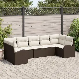 vidaXL Vidaxl Set De Canapé De Jardin Ensemble De 7 Beige Rattan pas cher