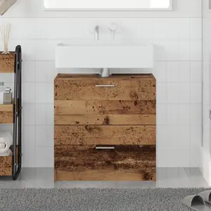 vidaXL Cabinet de salle de bain avec porte Bois Ancien 59 x 37 x 59 cm pas cher