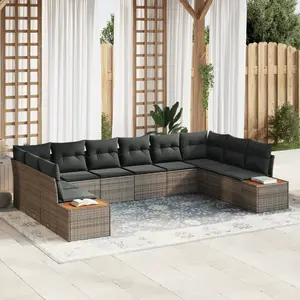 vidaXL Ensemble de canapé de jardin 10 pcs Gris Poly rotin pas cher