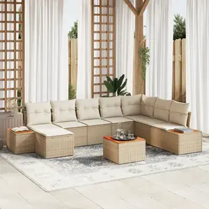 vidaXL Ensemble de canapé de jardin 9 pcs Beige Poly rotin pas cher