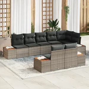 vidaXL Ensemble de canapé de jardin avec coussin 8 pcs Gris Poly rotin pas cher