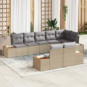 vidaXL Ensemble de canapé de jardin 8 pcs Beige Poly rotin pas cher