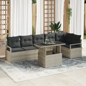 vidaXL Ensemble de canapé de jardin 7 pcs Gris clair polyrotin pas cher