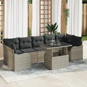 vidaXL Ensemble de canapé de jardin 8 pcs Gris clair Poly rotin pas cher