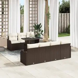 vidaXL Ensemble de canapé de jardin 8 pcs Marron Poly rotin pas cher