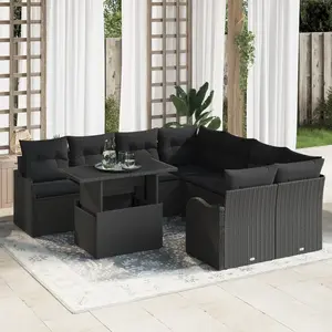 vidaXL Ensemble de Canapés de Jardin 9 Pièces avec Coussins Rotin Poly... pas cher