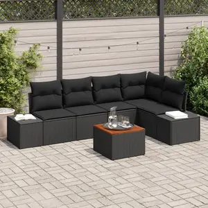 vidaXL Vidaxl Ensemble De Canapé De Jardin De 6 Pièces Avec Coussins En Poly Rattan Noir pas cher