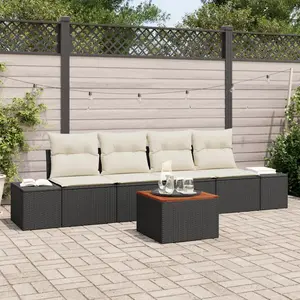 vidaXL Ensemble de canapé de jardin avec coussin 5 pcs Noir polyrotin pas cher