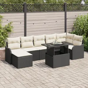 vidaXL Ensemble de canapé de jardin 8 pièces Noir en poly rattan pas cher