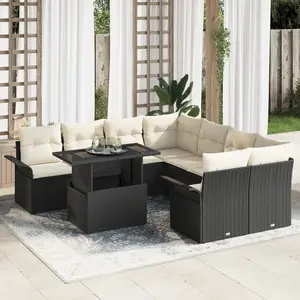 vidaXL Vidaxl Ensemble De 9 Pièces De Canapé De Jardin Avec Coussins En Rattan Noir Poly pas cher
