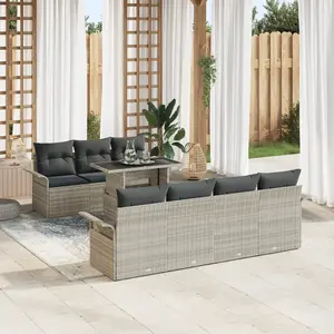 vidaXL Ensemble de canapé de jardin 8 pcs Gris clair polyrotin pas cher