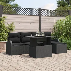 vidaXL Vidaxl Canapé De Jardin 6 Pièces Avec Coussins En Noir pas cher