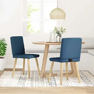 vidaXL Chaises à manger lot de 2 bleu tissu pas cher