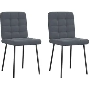 vidaXL Chaises à manger lot de 2 Gris foncé Velours pas cher