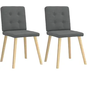 vidaXL Chaises à manger lot de 2 gris foncé tissu pas cher