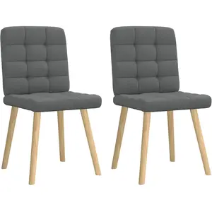 vidaXL Chaises à manger lot de 2 gris foncé tissu pas cher