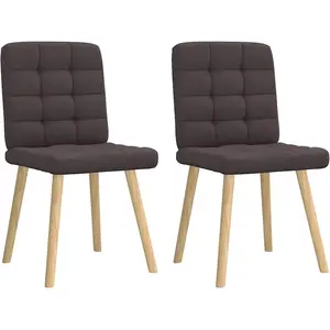 vidaXL Chaises à manger lot de 2 marron foncé tissu pas cher