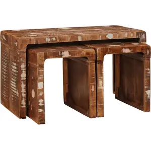 vidaXL Tables d'appoint Multicolore bois de récupération massif pas cher