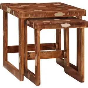 vidaXL Tables d'appoint Multicolore bois de récupération massif pas cher