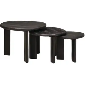 vidaXL Tables gigognes 3 pcs Blanc Bois de mangue massif pas cher
