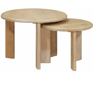 vidaXL Tables gigognes 2 pcs Noir Bois de mangue massif pas cher