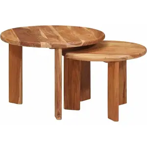 vidaXL Tables gigognes 2 pcs Marron Bois d'Acacia Massif