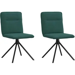 vidaXL Chaises à manger lot de 2 vert foncé tissu pas cher