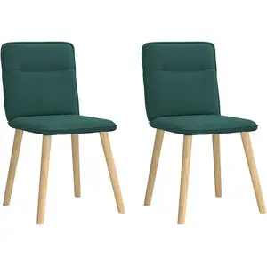 vidaXL Chaises à manger lot de 2 vert foncé tissu pas cher