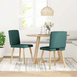 vidaXL Chaises à manger lot de 2 vert foncé tissu pas cher