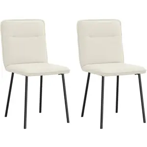 vidaXL Chaises à manger lot de 2 Crème Velours pas cher