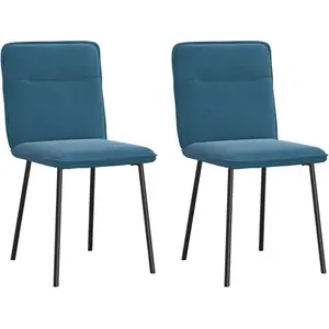 vidaXL Chaises à manger lot de 2 Bleu Velours pas cher