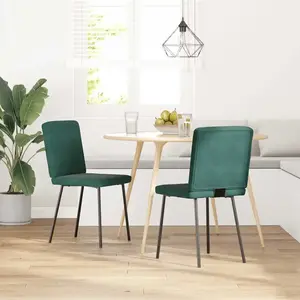 vidaXL Chaises à manger lot de 2 Vert foncé Velours pas cher
