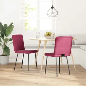 vidaXL Chaises à manger lot de 2 Rouge bordeaux Velours pas cher