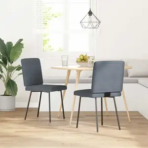 vidaXL Chaises à manger lot de 2 Gris foncé Velours pas cher