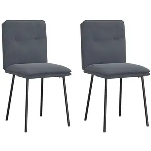 vidaXL Chaises à manger lot de 2 Gris foncé Velours pas cher