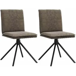 vidaXL Chaise à manger gris foncé similicuir daim pas cher