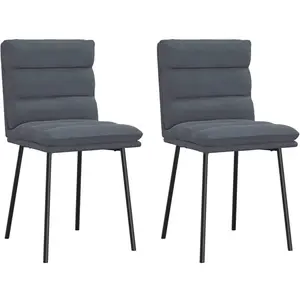 vidaXL Chaises à manger lot de 2 Gris foncé Velours pas cher