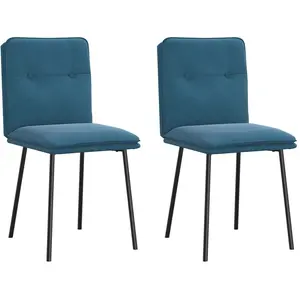 vidaXL Chaises à manger lot de 2 Bleu Velours pas cher