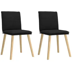 vidaXL Chaises à manger lot de 2 noir tissu pas cher