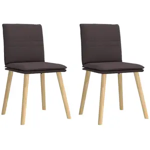 vidaXL Chaises à manger lot de 2 marron foncé tissu pas cher