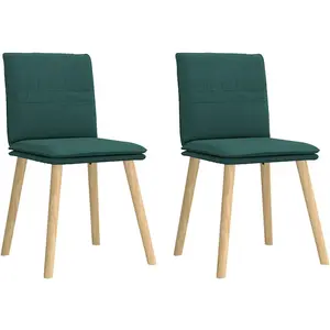 vidaXL Chaises à manger lot de 2 vert foncé tissu pas cher