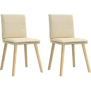 vidaXL Chaises à manger lot de 2 crème tissu pas cher