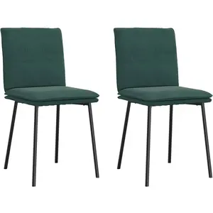 vidaXL Chaises à manger lot de 2 Vert foncé Velours pas cher