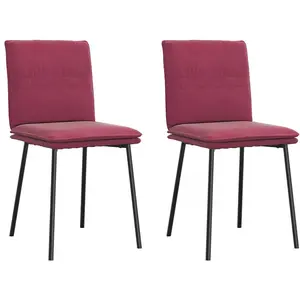 Comparateur de prix : vidaXL Chaises à manger lot de 2 Rouge bordeaux Velours