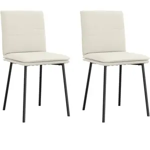 vidaXL Chaises à manger lot de 2 Crème Velours pas cher