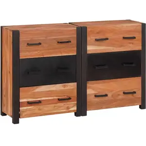 vidaXL Buffet 3 pcs Marron 110 x 30 x 75 cm Bois d'acacia massif pas cher